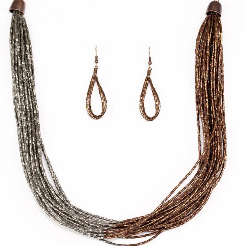 Paparazzi Flashy Fashion Copper Necklace & Earrings Set